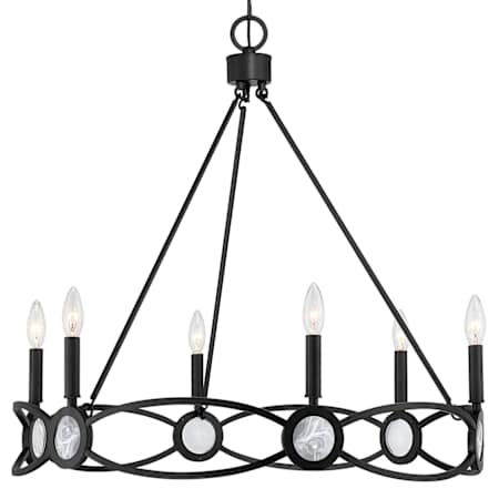 Savoy House Minette 6 Light 28" Wide Taper Candle Style Chandelier Matte Black