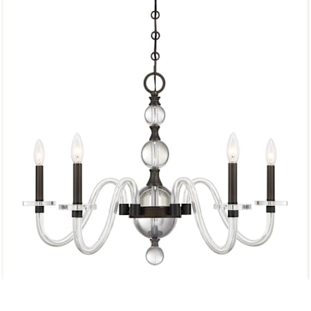 Savoy House Aragon 5 Light 29" Wide Taper Candle Style Chandelier Mediterranean Bronze