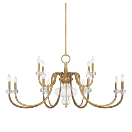 Savoy House Bergdorf 12 Light 50" Wide Taper Candle Style Chandelier Warm Brass