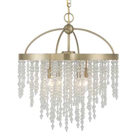 Savoy House Jeanette 4 Light 20" Wide Beaded Waterfall Chandelier Noble Brass