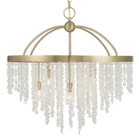 Savoy House Jeanette 8 Light 30" Wide Beaded Waterfall Chandelier Noble Brass