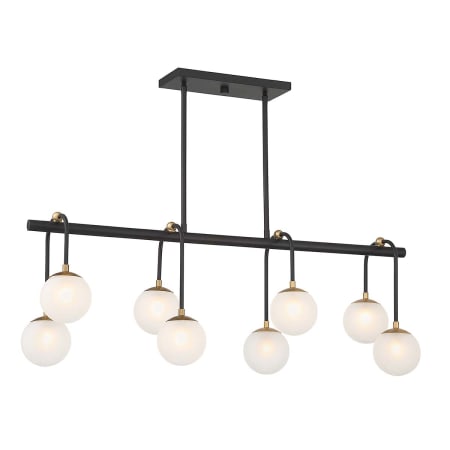 Savoy House Couplet 8 Light 38" Wide Linear Chandelier Matte Black / Warm Brass