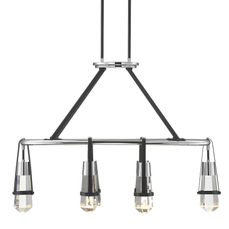 Savoy House Denali 6 Light 14" Wide LED Crystal Linear Chandelier Matte Black / Polished Chrome