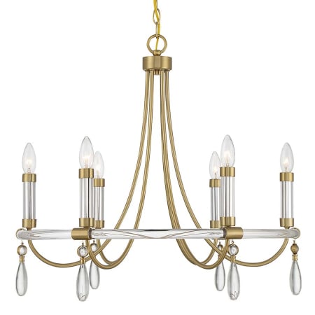 Savoy House Mayfair 6 Light 26" Wide Taper Candle Style Chandelier Warm Brass / Chrome