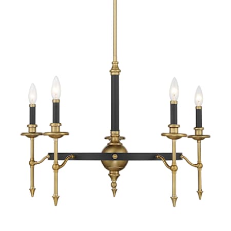 Savoy House Consulate 5 Light 28" Wide Taper Candle Style Chandelier Matte Black / Warm Brass