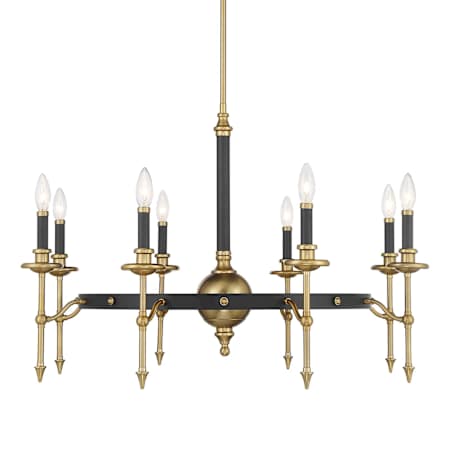 Savoy House Consulate 8 Light 34" Wide Taper Candle Style Chandelier Matte Black / Warm Brass