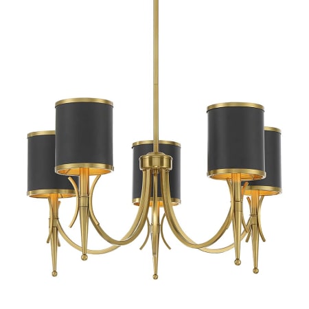 Savoy House Quincy 5 Light 27" Wide Chandelier Matte Black / Warm Brass