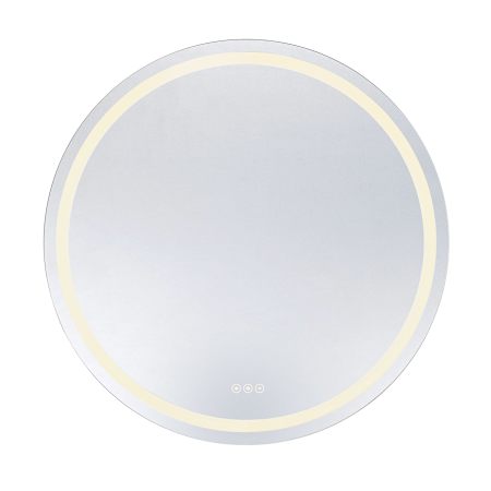 Savoy House Oneida 32" Diameter Circular Flat Glass and Metal Wall Mounted Bathroom Mirror with Lighting N/A