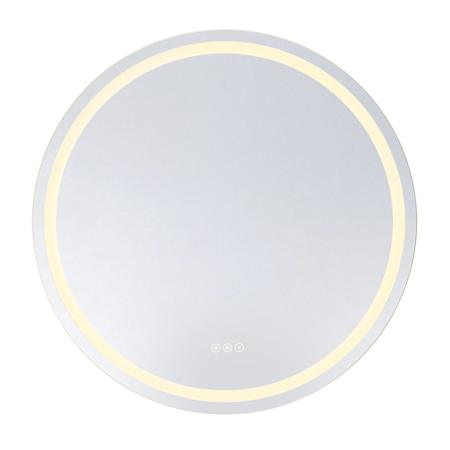 Savoy House Beckett 32" Diameter Circular Flat Glass and Metal Wall Mounted Bathroom Mirror with Lighting N/A