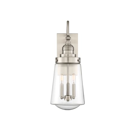 Savoy House Macauley 3 Light 23-1/2" Tall Outdoor Wall Sconce with Tapered Clear Glass Shade Satin Nickel