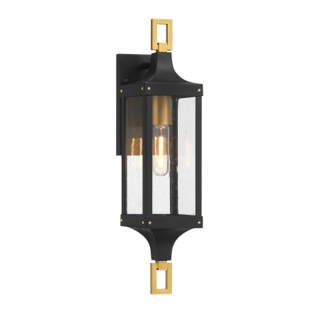 Savoy House Glendale 21" Tall Outdoor Wall Sconce Matte Black / Brushed Brass