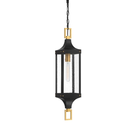 Savoy House Glendale 7" Wide Outdoor Mini Pendant Matte Black / Brushed Brass