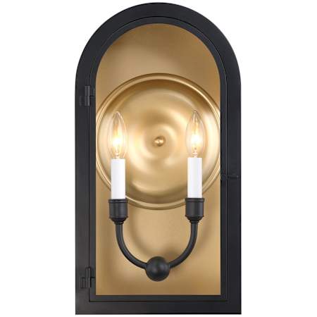 Savoy House Grotto 2 Light 19" Tall Outdoor Wall Sconce Matte Black / Vintage Gold
