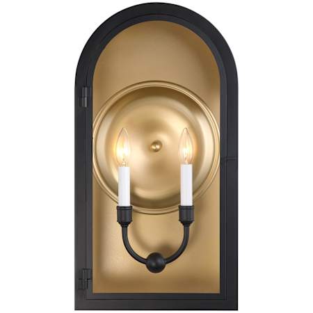 Savoy House Grotto 2 Light 23" Tall Outdoor Wall Sconce Matte Black / Vintage Gold