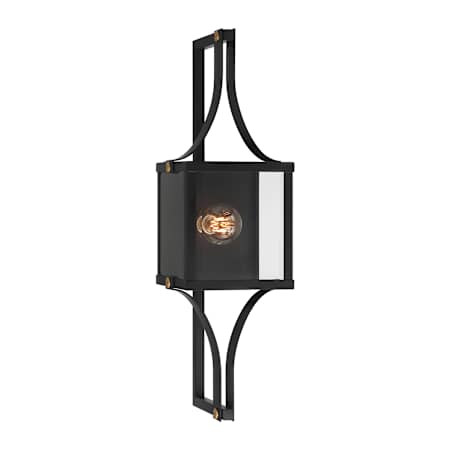 Savoy House Raeburn 28" Tall Outdoor Wall Sconce Matte Black / Brushed Brass