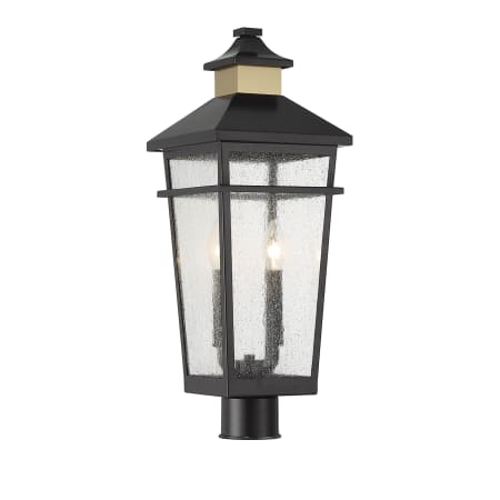 Savoy House Kingsley 2 Light 23" Tall Post Light Matte Black / Warm Brass