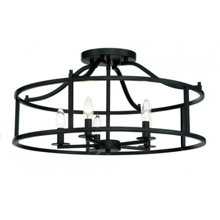 Savoy House Stockton 5 Light 24" Wide Semi-Flush Drum Ceiling Fixture Matte Black
