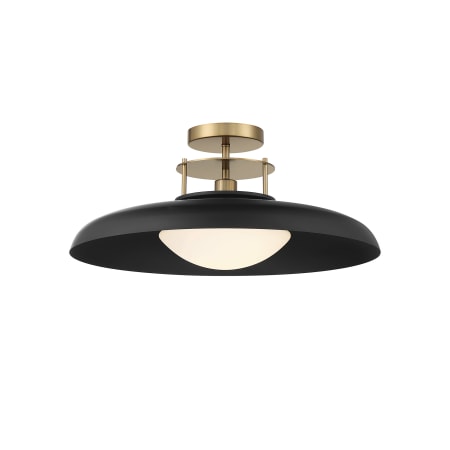 Savoy House Gavin 20" Wide Semi-Flush Ceiling Fixture Matte Black / Warm Brass