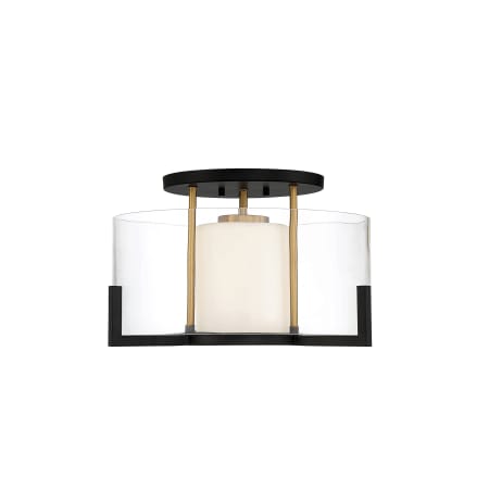 Savoy House Eaton 17" Wide Semi-Flush Bowl Ceiling Fixture Matte Black / Warm Brass