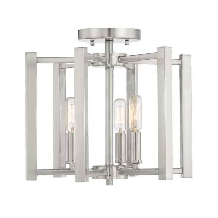Savoy House Benson 3 Light 13" Wide Semi-Flush Ceiling Fixture Satin Nickel