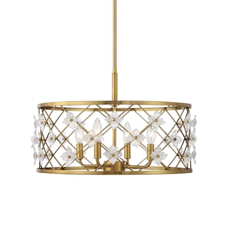Savoy House Bailey 4 Light 20" Wide LED Taper Candle Style Chandelier Warm Brass