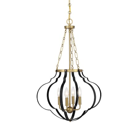 Savoy House Mercer 4 Light 20" Wide Taper Candle Style Chandelier Matte Black / Warm Brass