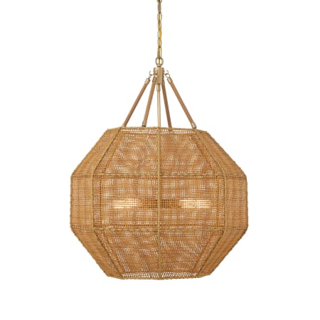 Savoy House Selby 5 Light 25" Wide Pendant Brass / Natural Rattan