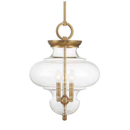 Savoy House Bergdorf 3 Light 15" Wide Pendant Warm Brass