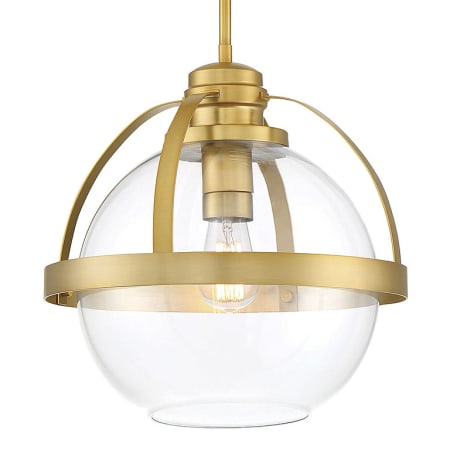 Savoy House Pendleton 14" Wide Pendant with Glass Shade Warm Brass