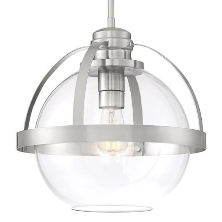 Savoy House Pendleton 14" Wide Pendant with Glass Shade Satin Nickel
