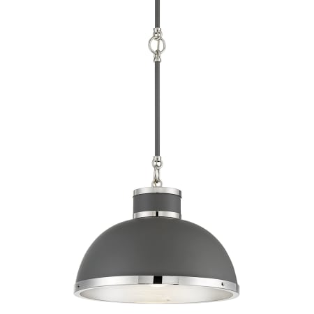 Savoy House Corning 16" Wide Pendant Gray / Polished Nickel