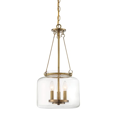 Savoy House Akron 3 Light 12" Wide Taper Candle Pendant Warm Brass