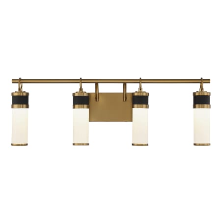 Savoy House Abel 4 Light 30" Wide LED Bathroom Vanity Light Matte Black / Warm Brass