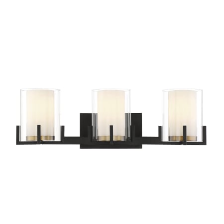 Savoy House Eaton 3 Light 24" Wide Bathroom Vanity Light Matte Black / Warm Brass