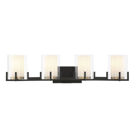 Savoy House Eaton 4 Light 33" Wide Bathroom Vanity Light Matte Black / Warm Brass