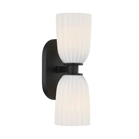 Savoy House Baldwin 2 Light 14" Tall Bathroom Sconce Matte Black