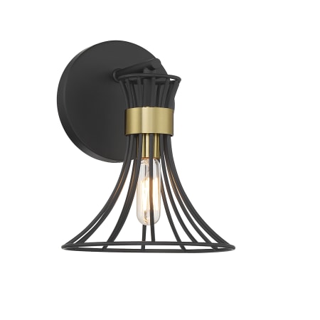 Savoy House Breur 9" Tall Wall Sconce Matte Black / Warm Brass