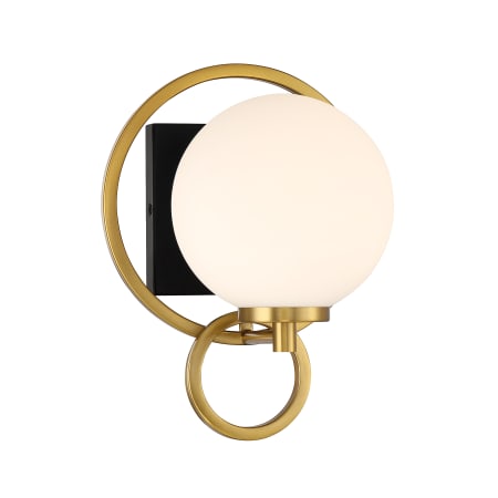 Savoy House Alhambra 11" Tall Bathroom Sconce Matte Black / Warm Brass