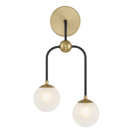 Savoy House Couplet 2 Light 20" Tall Wall Sconce Matte Black / Warm Brass