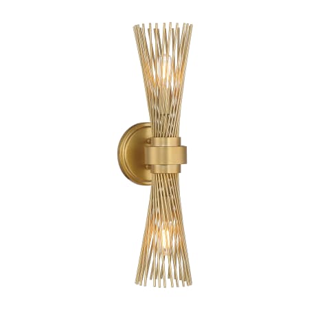 Savoy House Longfellow 2 Light 20" Tall Bathroom Sconce Burnished Brass