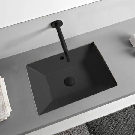 Scarabeo by Nameeks Teorema 2 Rectangular Matte Black Ceramic Undermount Sink Matte Black
