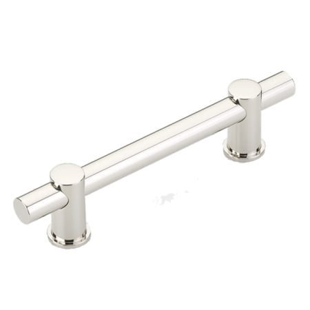Schaub and Company Fonce 4" Center to Center Modern Euro Bar Style Luxury Solid Brass Cabinet Handle / Drawer Pull Polished Nickel