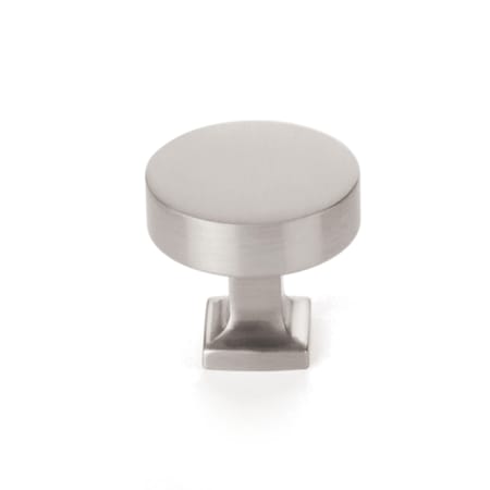 Schaub and Company Haniburton 1-1/4" Flat Disc Round Solid Brass Luxury Cabinet Knob / Drawer Knob with Square Base Satin Nickel