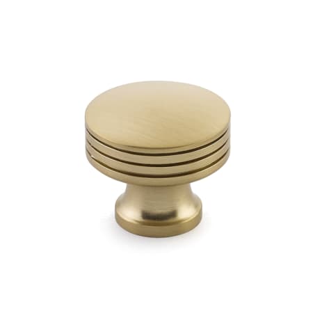 Schaub and Company Menlo Park 1-1/4" Contemporary Ridged Round Disc Luxury Cabinet Knob / Drawer Knob Signature Satin Brass