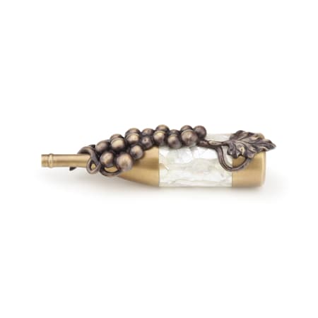 Schaub and Company Symphony - Wine 1-1/2" Center to Center Designer Bottle Grape Vineyard Solid Brass Hand Engraved Luxury Cabinet Hardware with Shell Inlay Antique Brass / Dark Bronze Highlighted