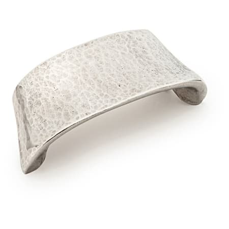 Schaub and Company Martello 3-3/4" Rustic Hand-Hammered Look Wide Britannium Pewter Cabinet Cup Pull - Made in Italy Natural