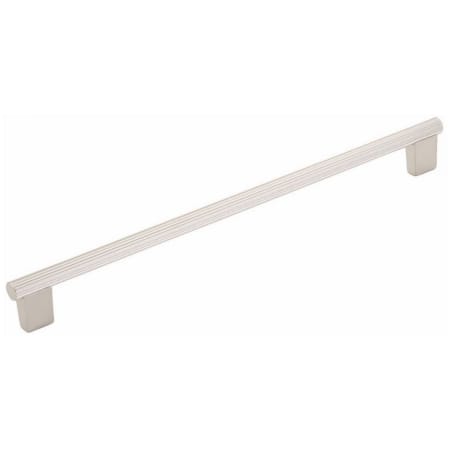 Schaub and Company Aspero 12" Center to Center Luxury Modern Ridged Round Large Oversized Cabinet Bar Handle / Drawer Bar Pull - Made in Spain Brushed Nickel