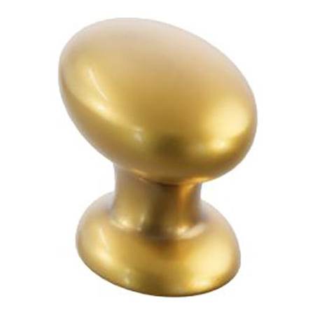 Schaub and Company Avenue 1-3/8 Inch Solid Brass Angled Oval Football Cabinet / Drawer Knob Vintage Brass