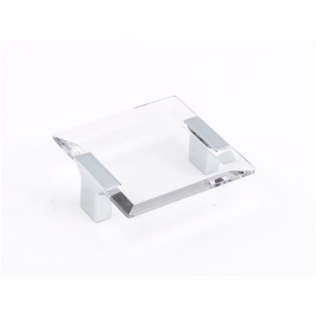 Schaub and Company Positano 2-1/2" Center to Center Square Clear Acrylic Cabinet Pull Knob - Made in Italy Polished Chrome