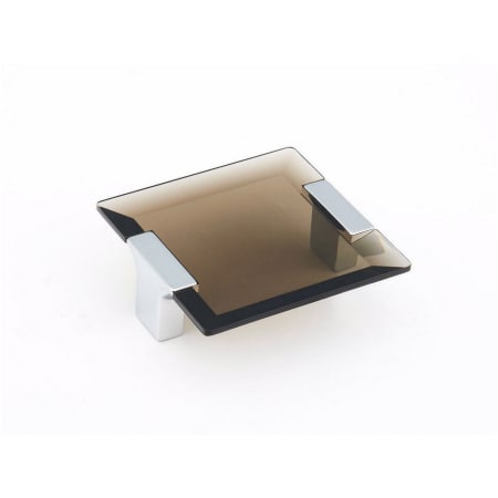 Schaub and Company Positano 2-1/2" Center to Center Luxury Square Smoke Acrylic Cabinet Pull Knob - Made in Italy Polished Chrome